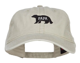 Papa Bear Embroidered Washed Cap