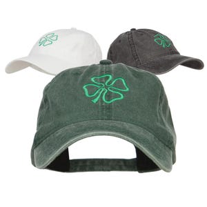 Irish Four Leaf Clover Embroidered Washed Cap