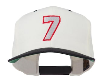 Number 7 Embroidered Classic Two Tone Snapback Cap