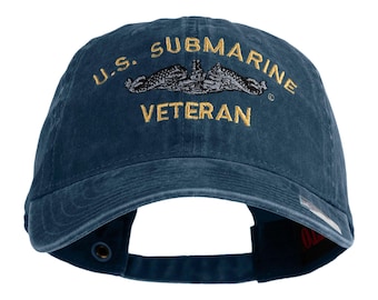 US Submarine Veteran Military Embroidered Washed Cap