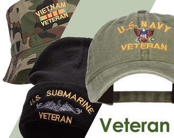 Customize Your Veteran Hats and Caps with Army, Navy, Air Force, Vietnam, Coast Guard, Submarine, Airborne, and Korea Designs