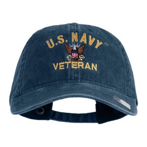 US Navy Veteran Military Embroidered Washed Cap