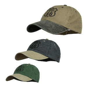 US Route 66 Embroidered Pigment Dyed Washed Cap