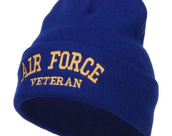 Air Force Veteran Letters Embroidered Long Beanie
