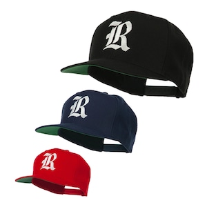 Old English R Embroidered Flat Bill Cap