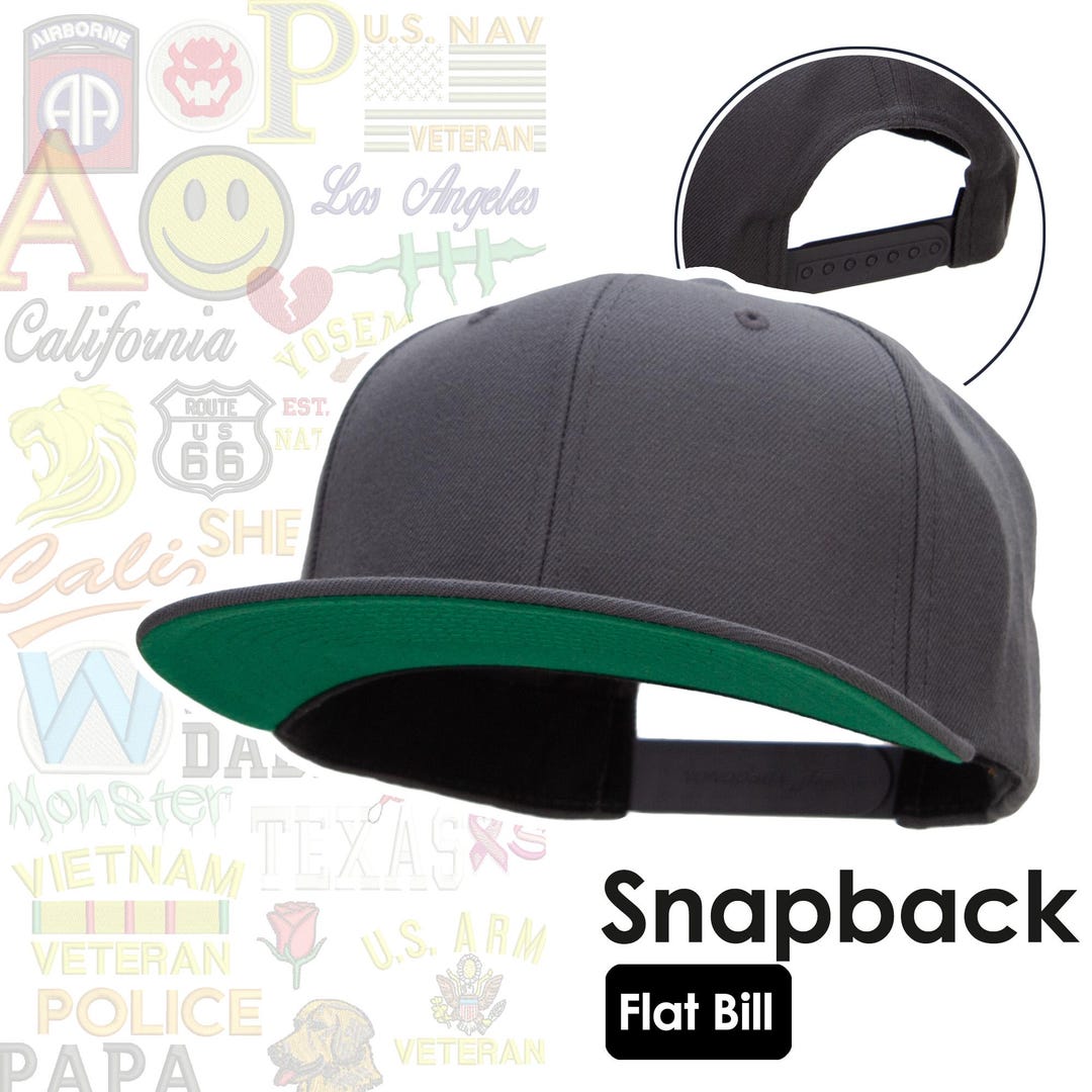Solid Wool Blend Prostyle Snapback Cap - Dark Green, High Profile, One Size Fits Most