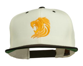 Gold Lion Embroidered Snapback Cap
