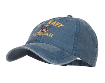 US Navy Veteran Military Embroidered Washed Cap