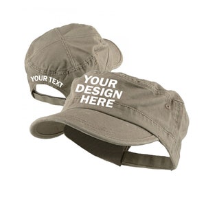 Your Logo, Design, Text on Enzyme Regular Solid Army Cap