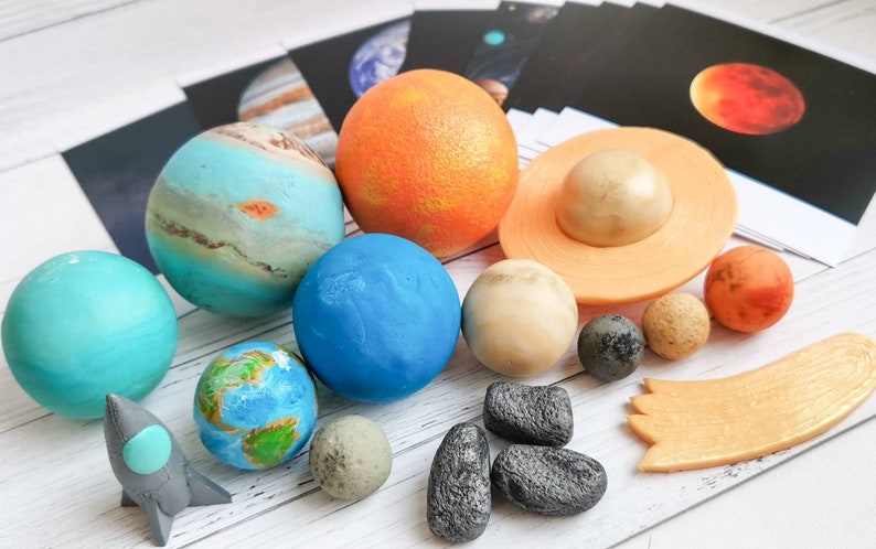 Miniature Solar System Model 16 Pcs With Cards Box Solar Etsy