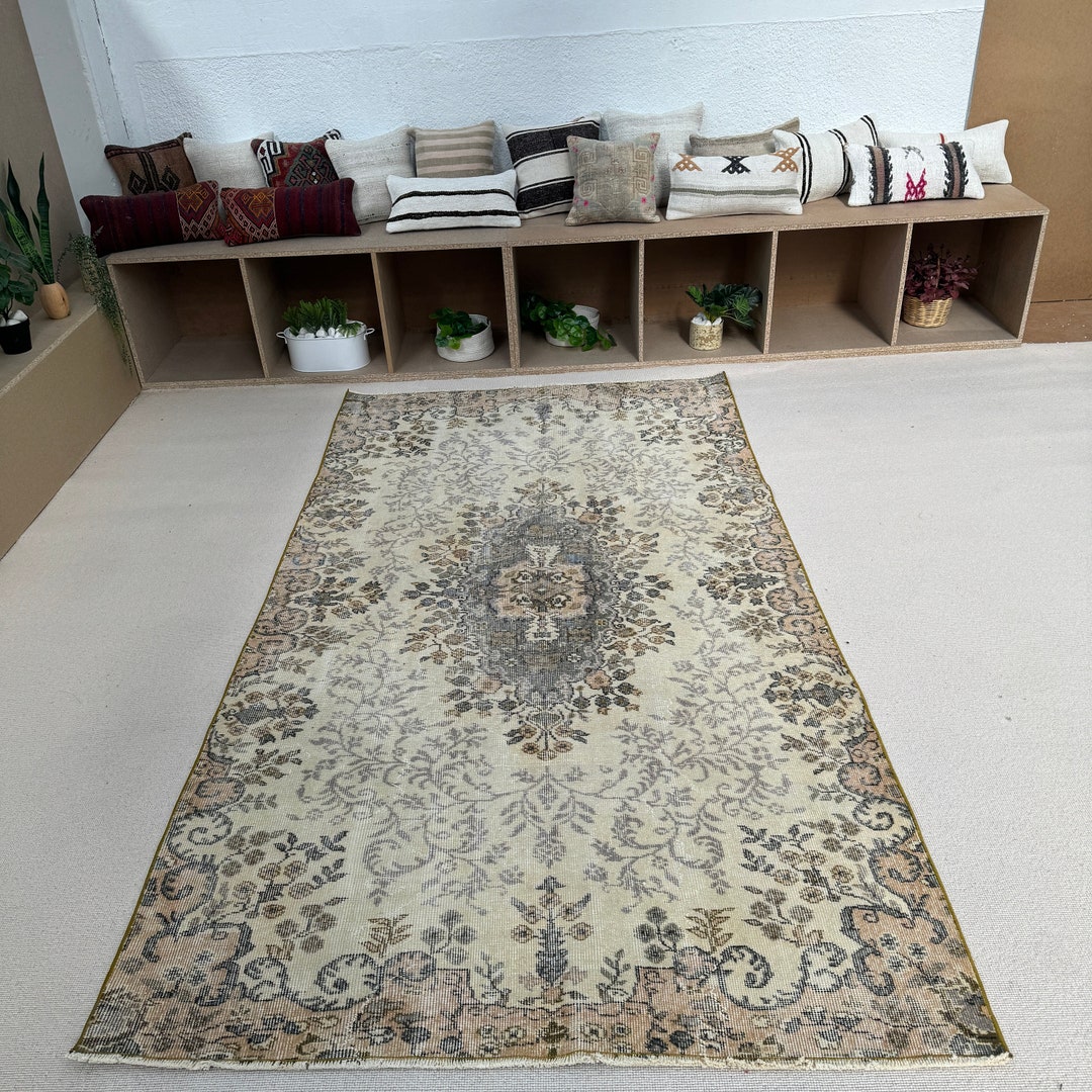 Large Turkish Rug Turkish Rug Vintage Large Rugs Oushak for Bedroom 4.7x8.7 Ft Brown ...