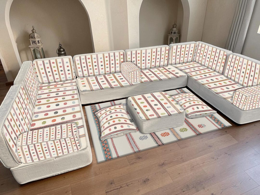 Colorful Aztec Pattern Majlis Set, Traditional Turkish Floor Sofa ...