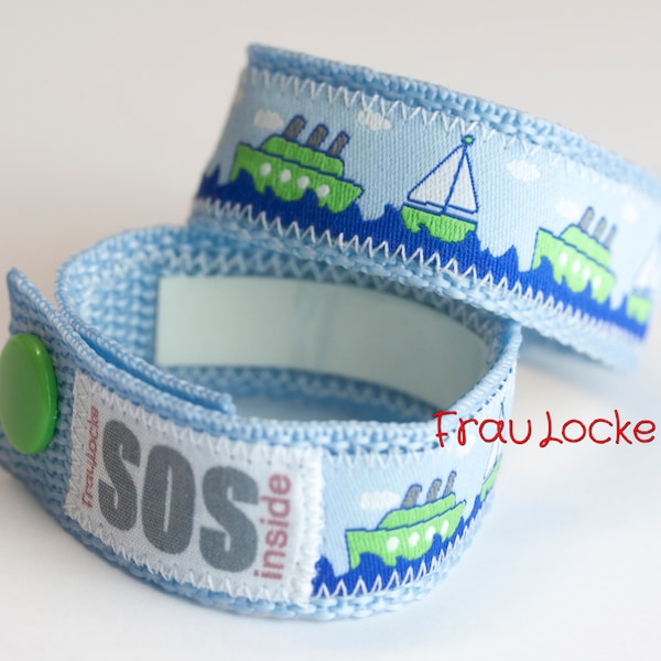 SOS-Armband / Notfallarmband für Kinder, Schiffe