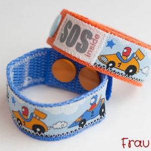 SOS bracelet / emergency bracelet for children, racing car