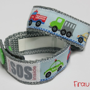 SOS-Armband / Notfallarmband für Jungs, Einsatzfahrzeuge