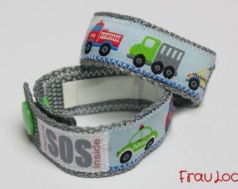 SOS-Armband / Notfallarmband für Jungs, Einsatzfahrzeuge