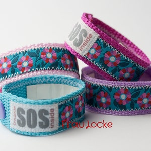 SOS bracelet / emergency bracelet for children, flowers