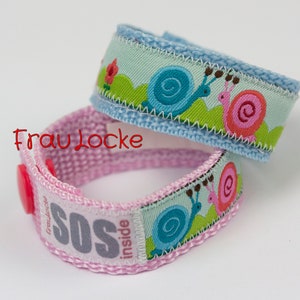 SOS bracelet / emergency bracelet for children, snails