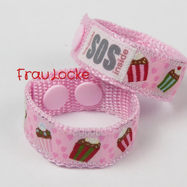 SOS-Armband / Notfallarmband für Kinder, Cupcakes