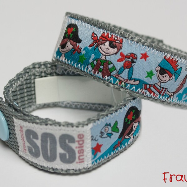 SOS-Armband / Notfallarmband für Kinder, Piratenbande