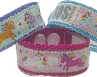 SOS bracelet / emergency bracelet for children unicorns, waterproof, number interchangeable, grows with the child, child finder for girls & boys