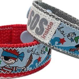 SOS bracelet / emergency bracelet for children, pirate gang