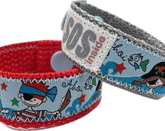 SOS bracelet / emergency bracelet for children, pirate gang