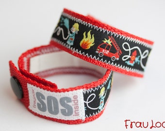 SOS bracelet / emergency bracelet for children, fire brigade