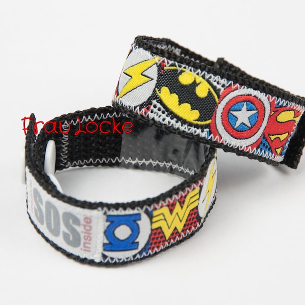 SOS bracelet / emergency bracelet for children, superheroes