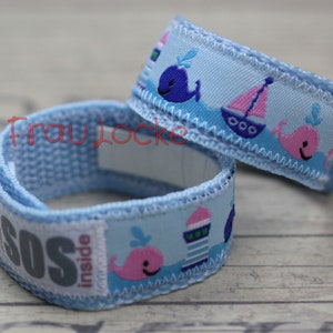SOS bracelet / emergency bracelet for children, whales