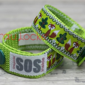 SOS-Armband / Notfallarmband für Kinder, Füchse grün