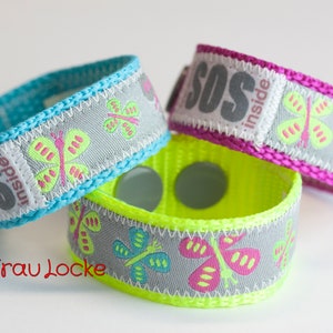 SOS-Armband / Notfallarmband für Kinder, Schmetterlinge