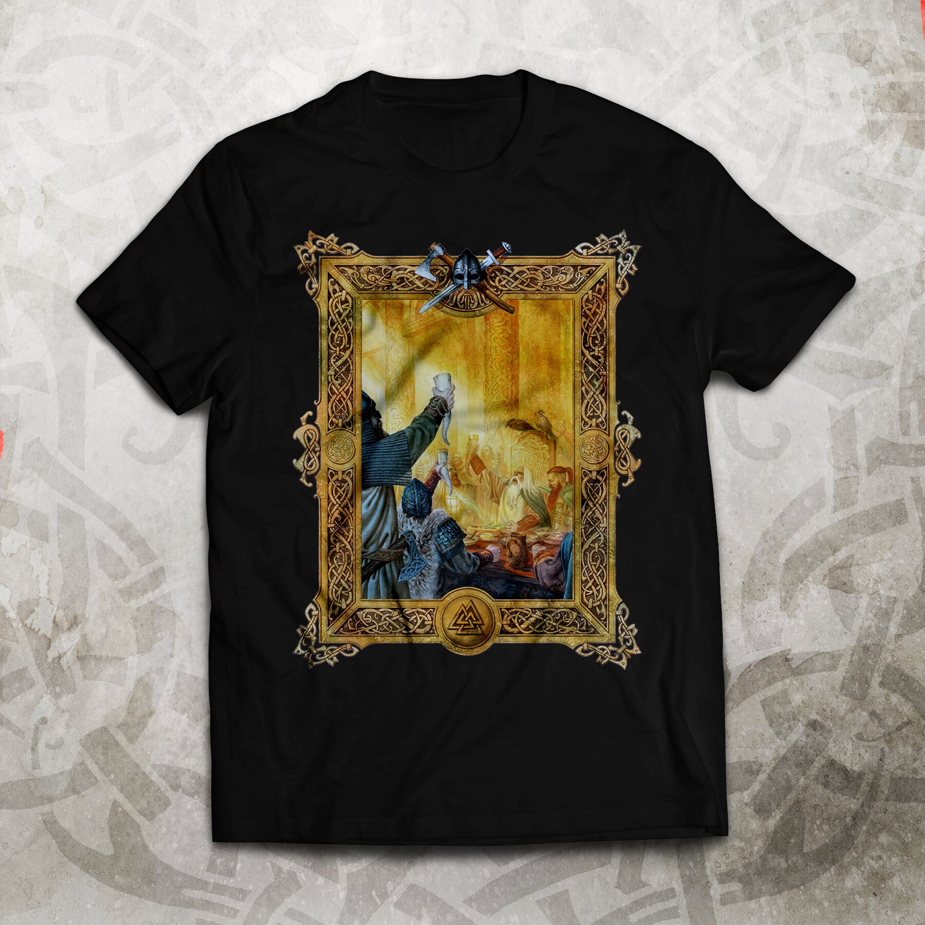 VALHALLA Men's T-Shirt VIKING Norse Pagan Black Celtic Mythology