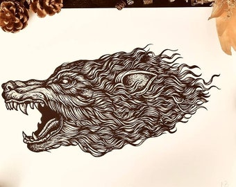 Fenrir | Hand signed art print | Norse mythology