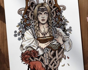 Sigyn art print – Norse pagan goddess wall decor