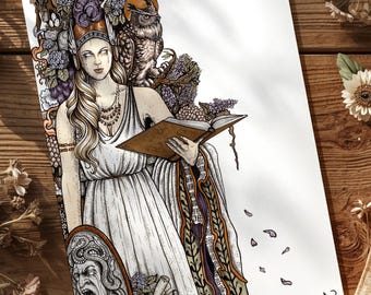 Athena art print | Greek goddess of wisdom wall decor