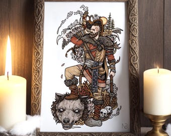 Vidar | Hand signed print | Norse Gods collection