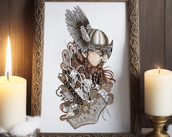 Thor | Hand signed print | Norse mythology gift