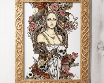 Freyja art print | Goddess of beauty, love and war | Norse mythology gift