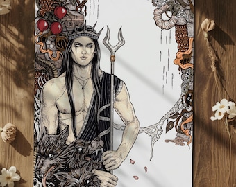Hades Greek God Print | Underworld Wall Decor, Mythology Art
