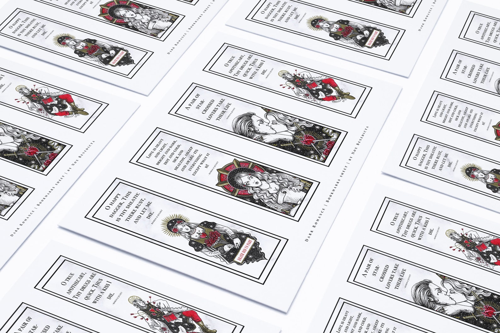 printable dark academia bookmarks w romeo and juliet quotes etsy