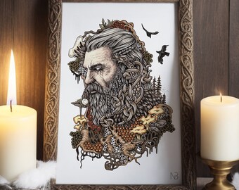 Odin | Hand signed print | Norse mythology gift