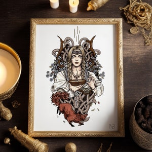 Sigyn | Handsignierter Druck | Nordischen Mythologie