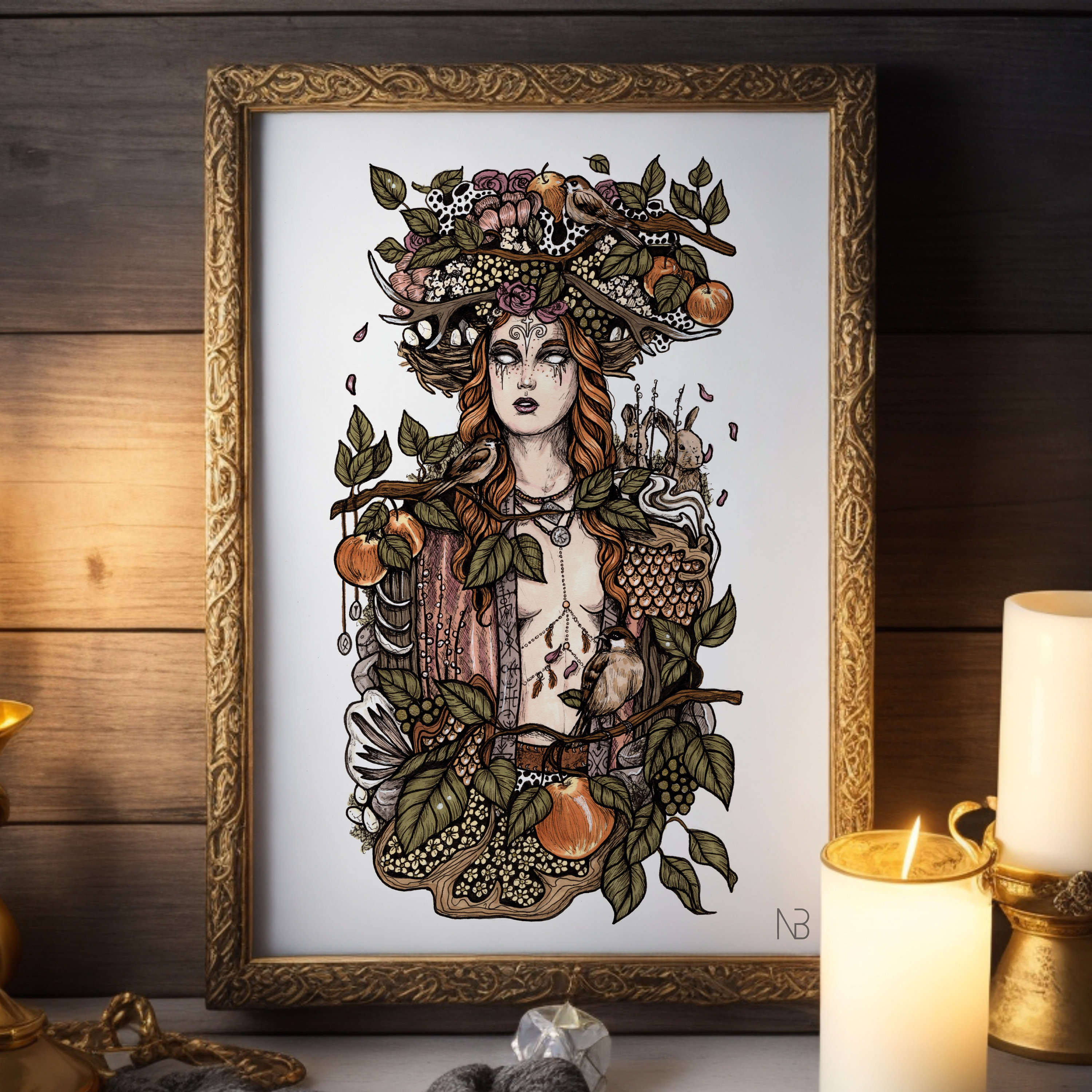 Idun | Iðunn | Hand signed print | Norse mythology