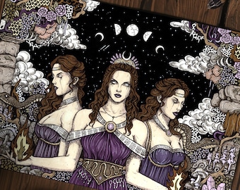 Hekate-Kunstdruck – Hekate, griechische Göttin der Hexerei, Wanddekoration im Hexenstil