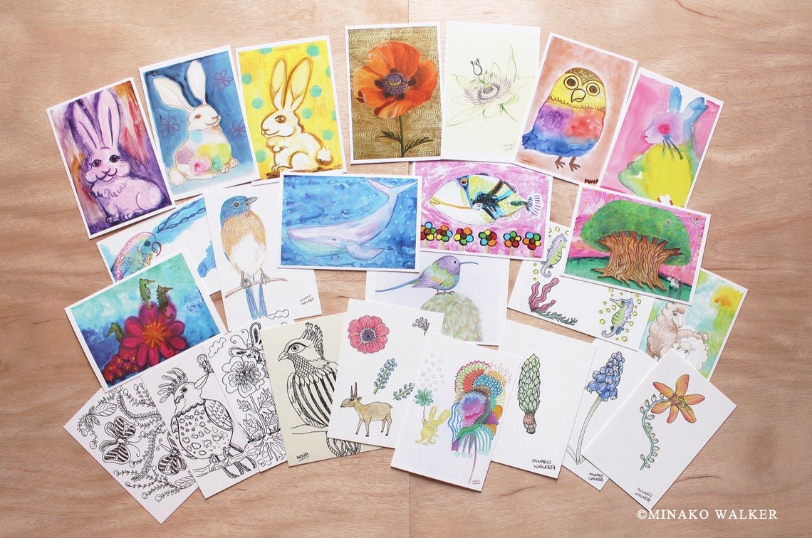 Art Postcard Collection / Set of 25 Postcards / Watercolor / Etsy UK