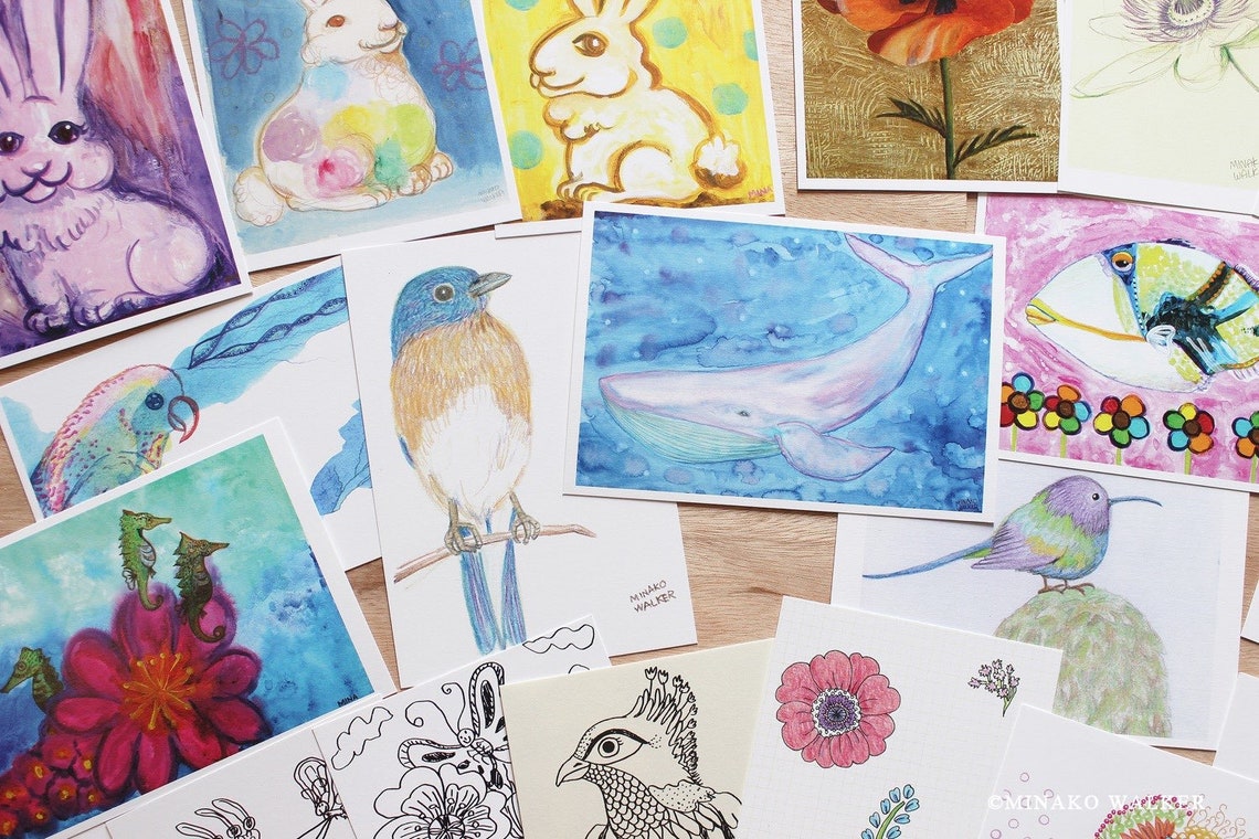 Art Postcard Collection / Set of 25 Postcards / Watercolor / Etsy UK