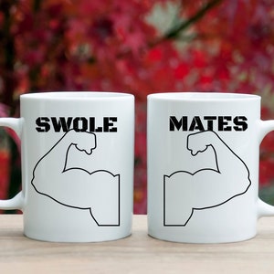 Couple Mugs, Swole Mates, His and Hers Mugs, Swole Mates Set, Workout Couple, Weight Lifting Couple Gift, 2 MUGS