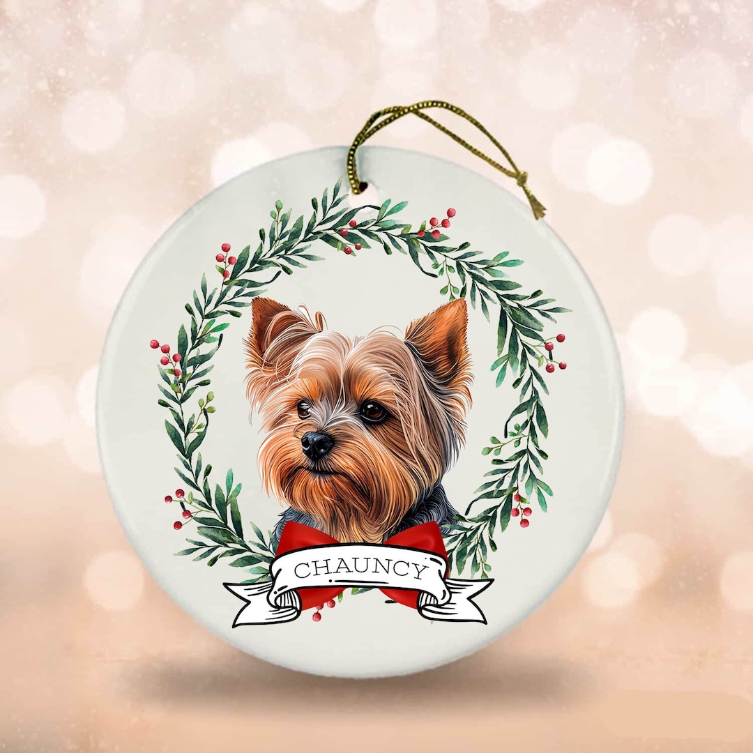 Yorkie Ornament, Yorkshire Terrier Ornament, Dog Name Ornament, Yorkie