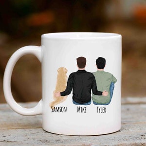 Gift for Gay Couple, Male Couple Dog Mug, Golden Retriever Dog Owner Gift, Gay Engagement Custom, Gay Wedding Gift, Goldie Dad